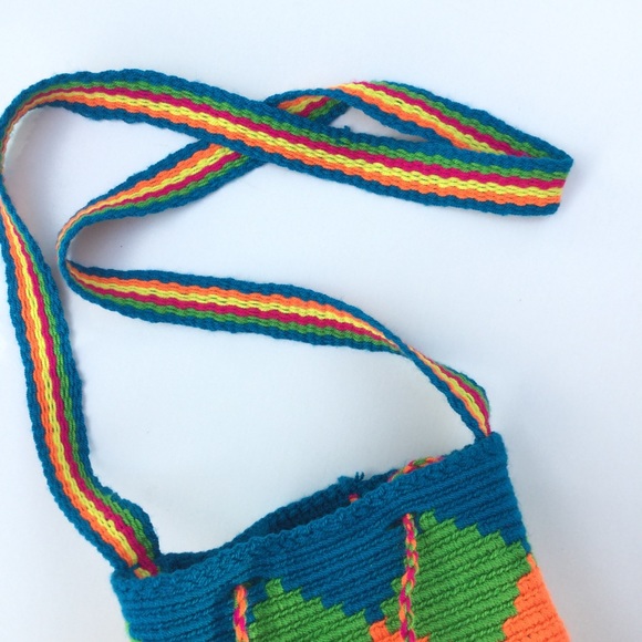 Boho Colorful Woven Side Bucket Bag Rainbow - Picture 3 of 6